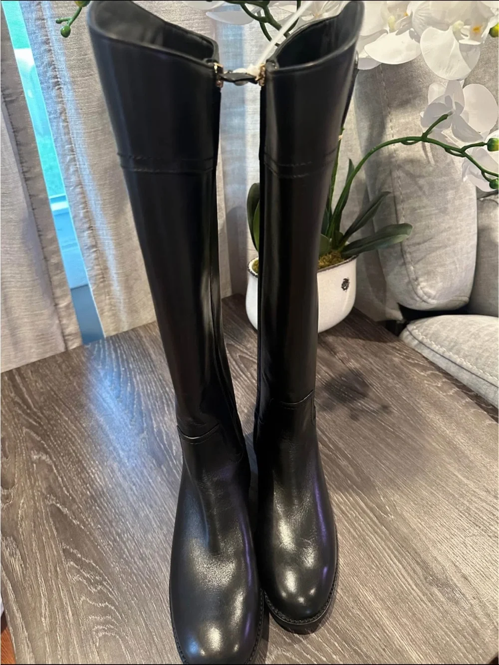 Tory Burch Black Leather Over-the-Knee Riding Boots